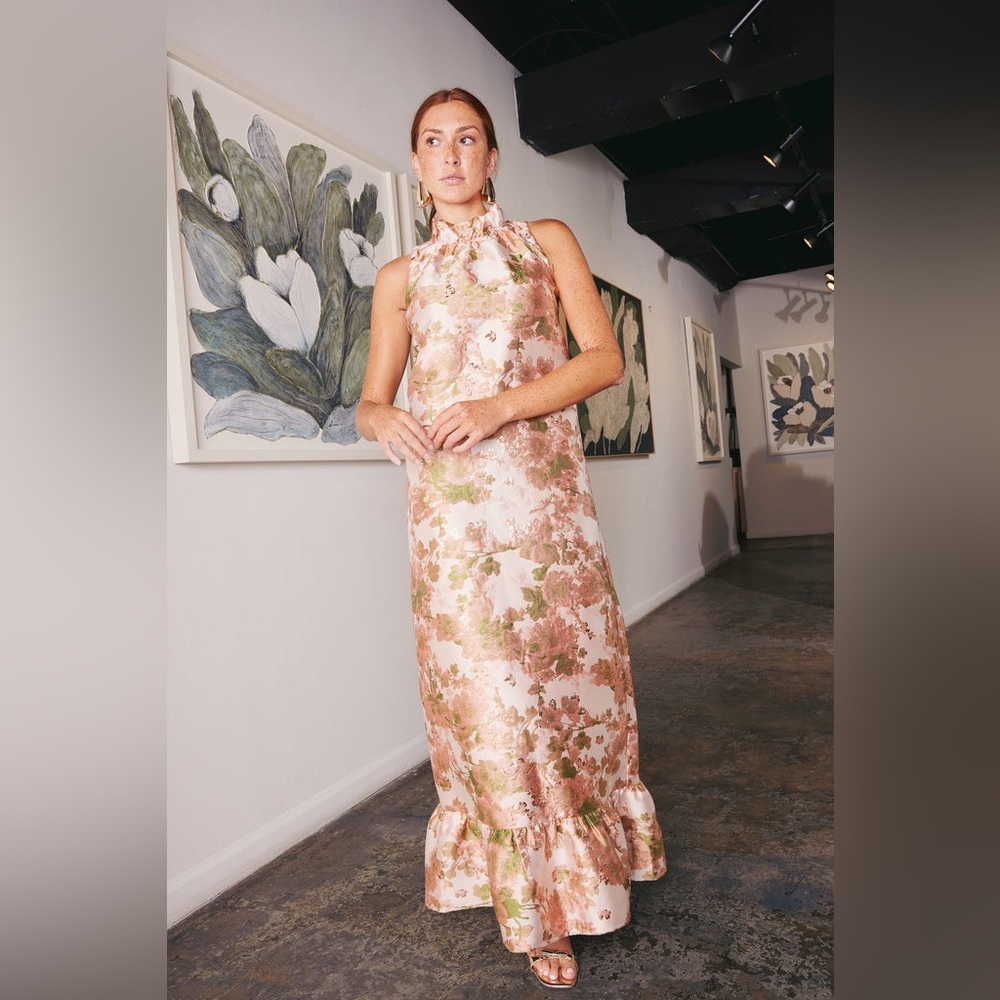 Abbey Glass Camille Gown Baby's Breath Jacquard